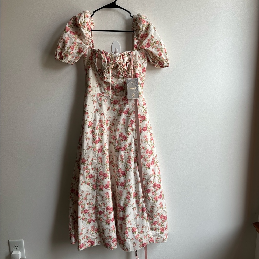 House of CB Cream Midi Dress with Pink Floral Print - Picture 5 of 7